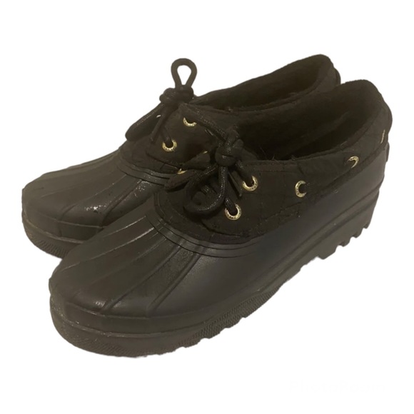 Sperry Top Sider Duck Shoes Womens Size 8.5 Black Rubber Soles - Picture 1 of 8